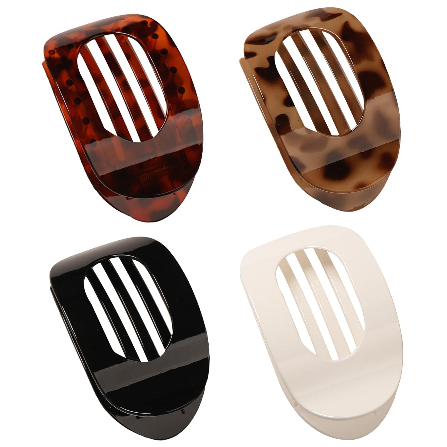 4PCS Flat Claw Hair Clips – Strong Hold, Stylish Barrettes for All Hair Types (Leopard) - SmartPagesHub.com