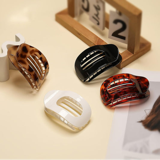 4PCS Flat Claw Hair Clips – Strong Hold, Stylish Barrettes for All Hair Types (Leopard) - SmartPagesHub.com