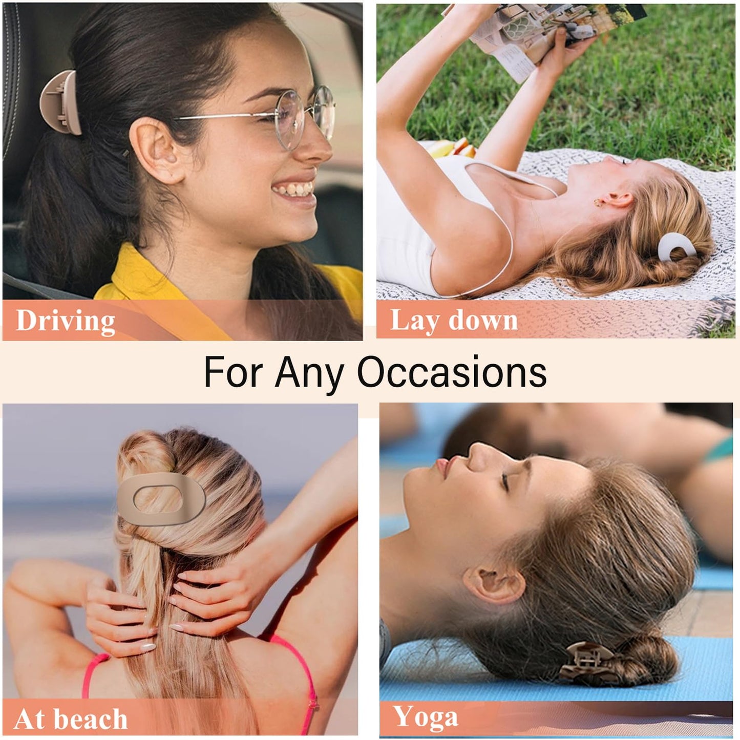 4PCS Flat Claw Hair Clips – Strong Hold, Stylish Barrettes for All Hair Types (Leopard) - SmartPagesHub.com