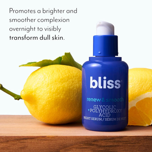 Bliss Night Resurfacing Serum with Glycolic Acid – Exfoliating AHA Serum for Smooth, Glowing Skin - SmartPagesHub.com